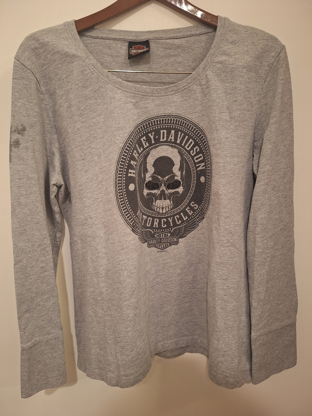 Harley-Davidson Kids' Grey Skull Graphic Long-Sleeve Top